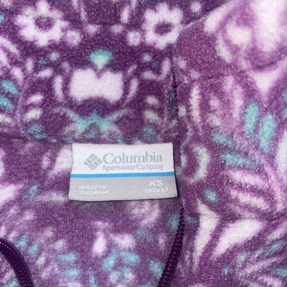 Columbia "Benton Springs II" GIRLS Purple Floral Fleece Full Zip  Jacket xs - Picture 3 of 8